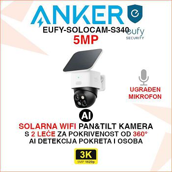 ANKER EUFY SECURITY SOLARNA WIFI KAMERA S 2 LEĆE EUFY-SOLOCAM-S340
