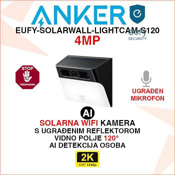 ANKER EUFY SECURITY WIFI SOLARNA KAMERA EUFY-SOLARWALL-LIGHTCAM-S120