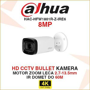 DAHUA CCTV BULLET KAMERA HAC-HFW1801R-Z-IRE6 8MP 2.7-13.5mm