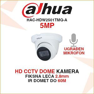 DAHUA 5MP STARLIGHT DOME KAMERA S MIKROFONOM HAC-HDW2501TMQ-A