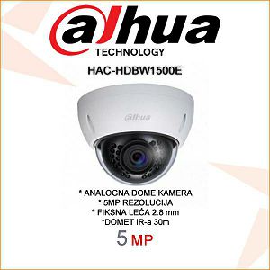 DAHUA CCTV 5MP DOME ANTIVANDAL KAMERA HAC-HDBW1500E