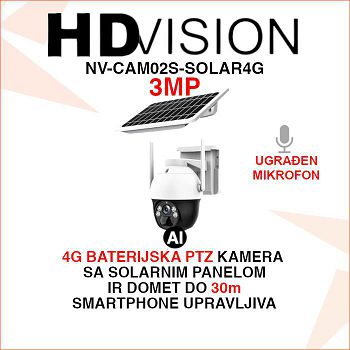 HDVISION 4G AI ROTACIJSKA KAMERA I SOLARNI PANEL NV-CAM02S-SOLAR4G