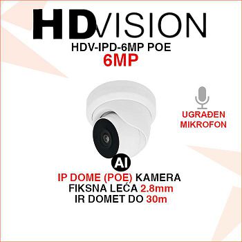 HDVISION IP DOME 6MP POE KAMERA S DETEKCIJOM LJUDI HDV-IPD-6MP