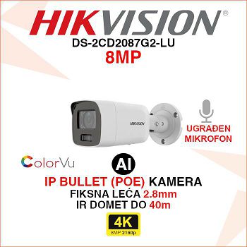 HIKVISION 4K COLORVU IP KAMERA S AI FUNKCIJAMA DS-2CD2087G2-LU