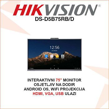 HIKVISION 4K INTERAKTIVNI 75" MONITOR OSJETLJIV NA DODIR DS-D5B75RB/D