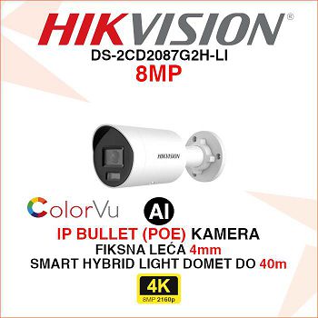 HIKVISION 4K SMART HYBRID LIGHT COLORVU KAMERA DS-2CD2087G2H-LI
