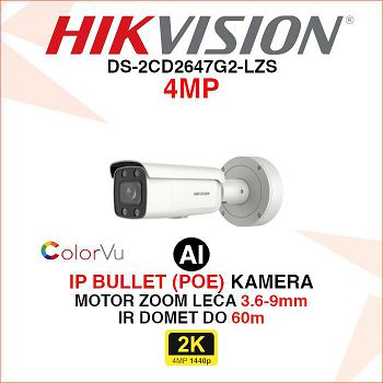 HIKVISION 4MP COLORVU IP MOTOR ZOOM KAMERA DS-2CD2647G2-LZS