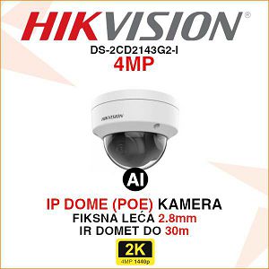 HIKVISION ACUSENSE IP DOME KAMERA DS-2CD2143G2-I 4MP 2.8mm