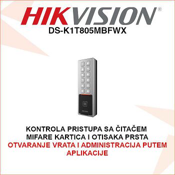 HIKVISION ČITAČ KARTICA, OTISKA PRSTA I TIPKOVNICA DS-K1T805MBFWX