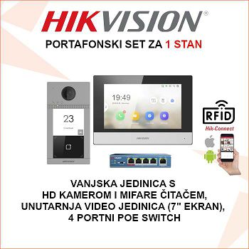 HIKVISION PORTAFONSKI SET ZA 1 STAN S VIDEO JEDINICOM HIK-PORTAFON1-SET