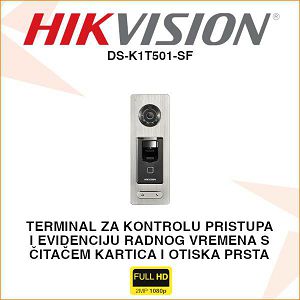HIKVISION TERMINAL SA ČITAČEM KARTICA I OTISKA PRSTA DS-K1T501SF
