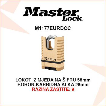 MASTER LOCK LOKOT IZ MJEDA 58mm SA ŠIFROM, ALKA 28mm M1177EURDCC