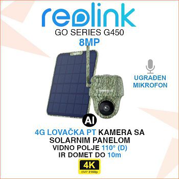 REOLNK GO SERIES G450 4K PTZ 4G LOVAČKA KAMERA SA SOLARNIM PANELOM