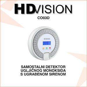 HDVISION SAMOSTALNI DETEKTOR UGLJIČNOG MONOKSIDA S LCD ZASLONOM CO03D