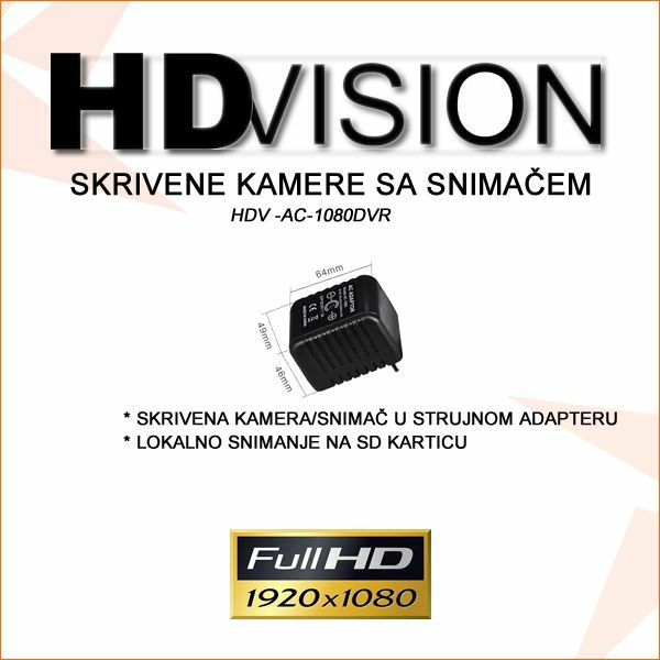 HDVISION SKRIVENA KAMERA 1080P U STRUJNOM ADAPTERU HDV-S-AC1080DVR
