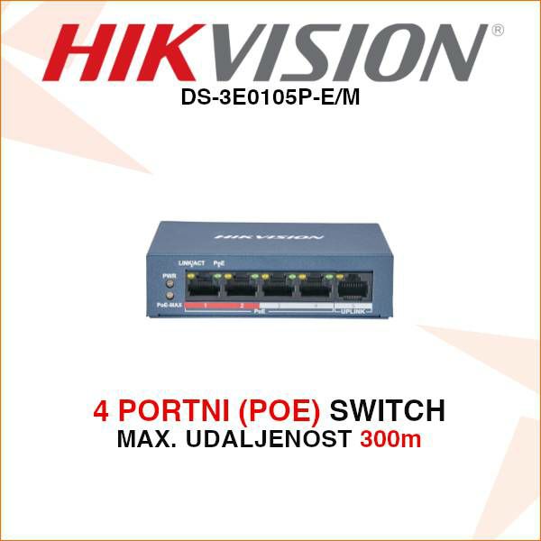 HIKVISION 4 PORTNI POE SWITCH DS-3E0105P-E/M