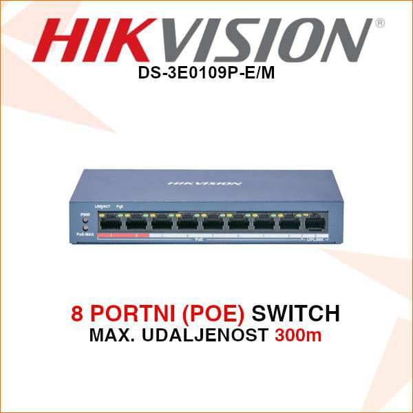 HIKVISION 8 PORTNI POE SWITCH DS-3E0109P-E/M