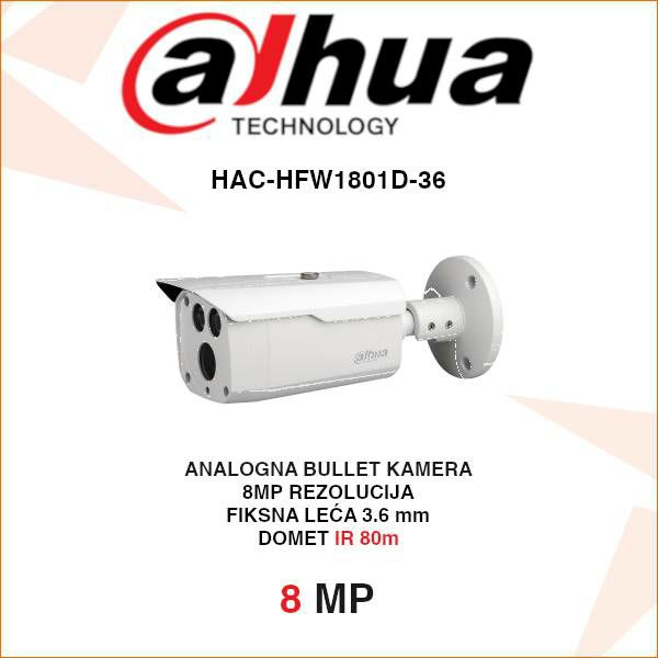 DAHUA 4K CCTV BULLET NADZORNA KAMERA HAC-HFW1801D
