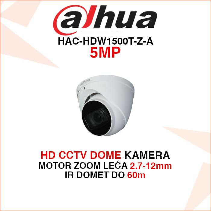 DAHUA CCTV 5MP MOTOR ZOOM DOME KAMERA HAC-HDW1500T-Z-A