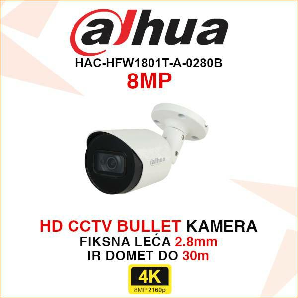 DAHUA HDCVI 8MP BULLET KAMERA S MIKROFONOM HAC-HFW1801T-A
