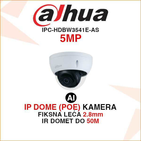 DAHUA IP DOME WIZSENSE 5MP KAMERA S 2.8mm LEĆOM IPC-HDBW3541E-AS