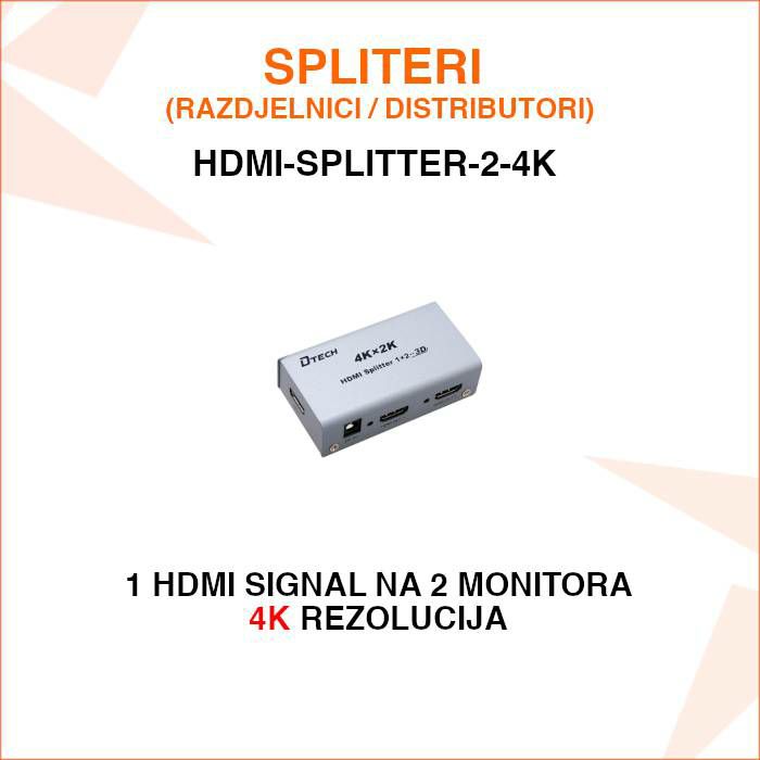 HDMI RAZDJELNIK 1NA2 4K HDMI-SPLITTER-2-4K