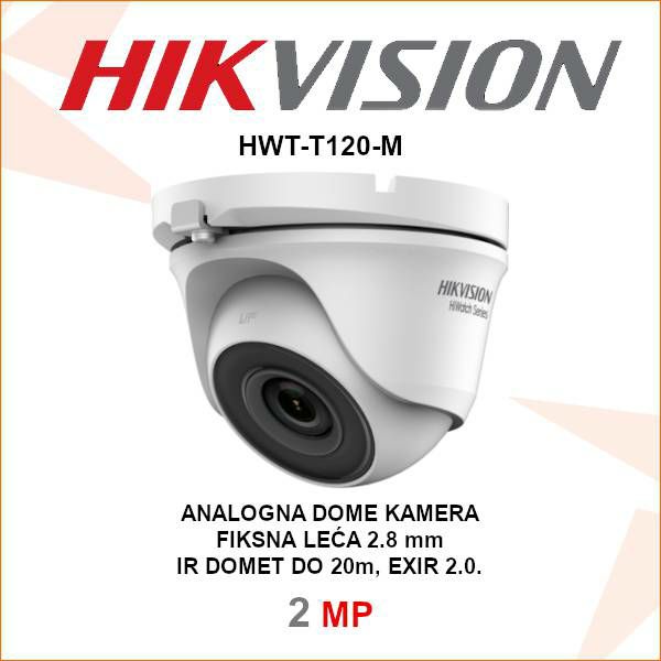 HIKVISION EXIR DOME 2MP ANALOGNA NADZORNA KAMERA HWT-T120-M