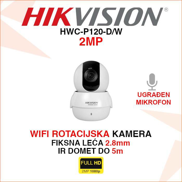 HIKVISION 2MP ROTACIJSKA WIFI KAMERA HWC-P120-D/W