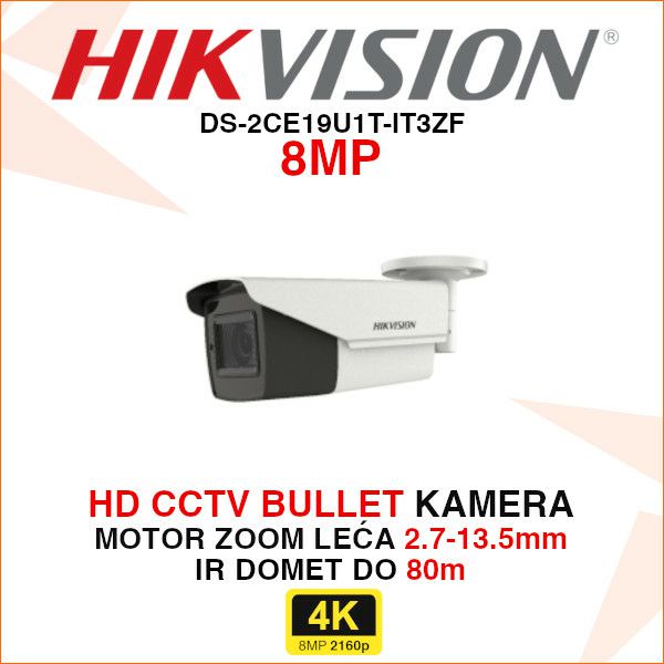 HIKVISION CCTV 4K BULLET MOTOR ZOOM KAMERA DS-2CE19U1T-IT3ZF