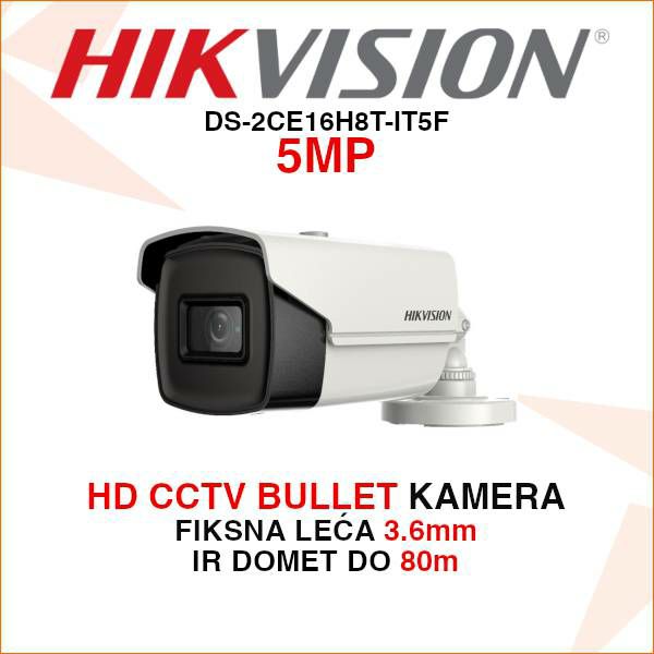 HIKVISION CCTV 5MP BULLET NADZORNA KAMERA DS-2CE16H8T-IT5F