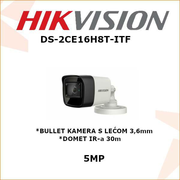 HIKVISION CCTV 5MP ULTRA LOW LIGHT BULLET KAMERA DS-2CE16H8T-ITF