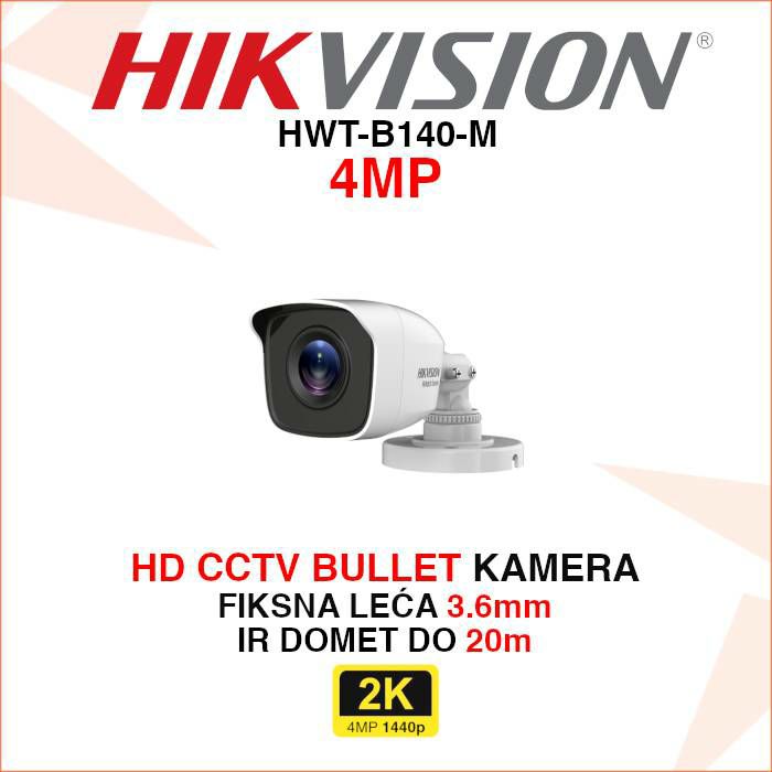 HIKVISION CCTV BULLET 4MP SMART IR KAMERA HWT-B140-M