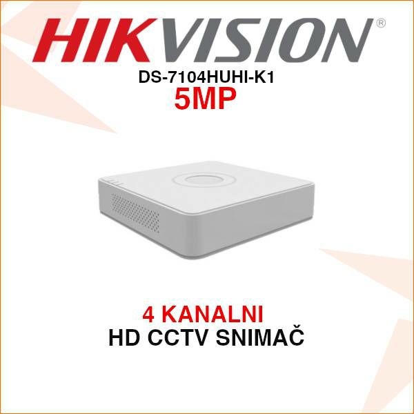 HIKVISION 4 KANALNI 5MP DIGITALNI VIDEO SNIMAČ DS-7104HUHI-K1
