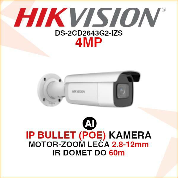 HIKVISION IP BULLET 4MP ACUSENSE MOTOR ZOOM KAMERA DS-2CD2643G2-IZS