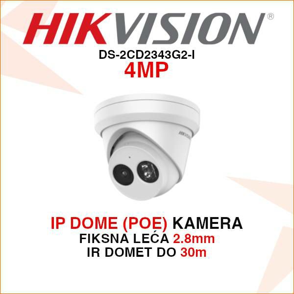 HIKVISION IP ACUSENSE 4MP DOME KAMERA S AI DETEKCIJOM DS-2CD2343G2-I