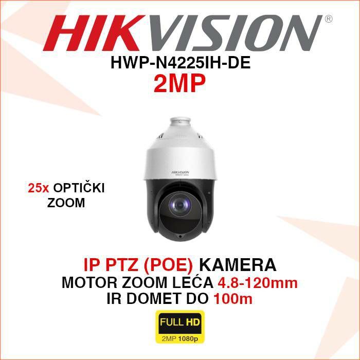 HIKVISION FULL HD ROTACIJSKA MOTOR ZOOM IP KAMERA HWP-N4225IH-DE