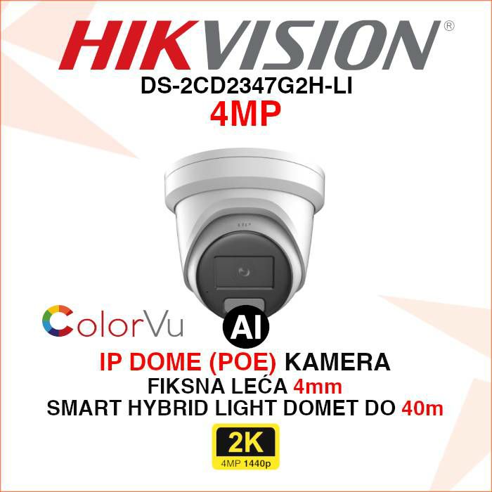 HIKVISION SMART HYBRID LIGHT 4MP IP KAMERA DS-2CD2347G2H-LI