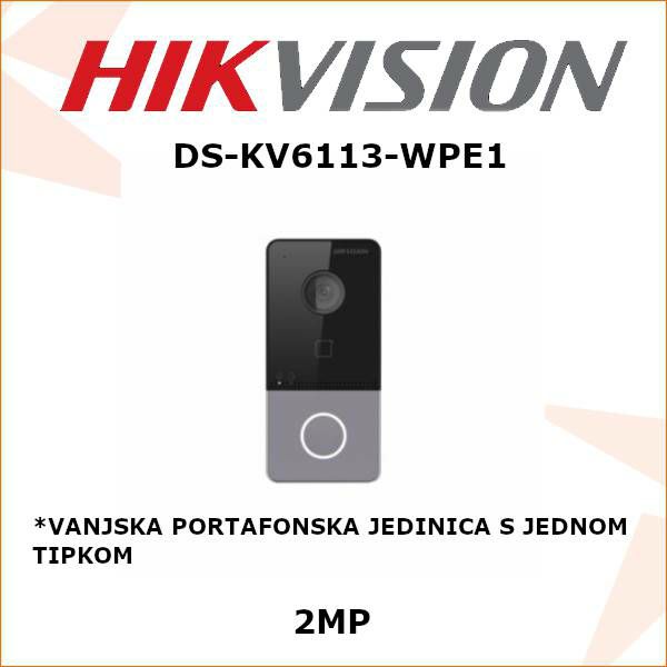 HIKVISION WIFI VANJSKA PORTAFONSKA JEDINICA S 1 TIPKOM DS-KV6113-WPE1