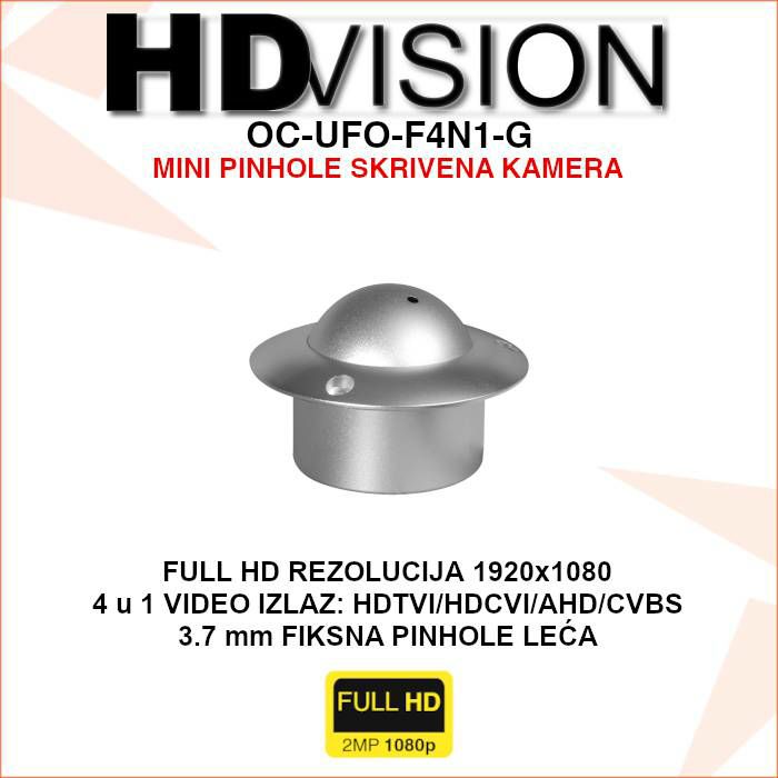 HDVISION MINI ANALOGNA PINHOLE SKRIVENA KAMERA 2MP OC-UFO-F4N1-G