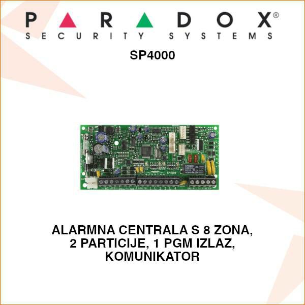 PARADOX ALARMNA CENTRALA SA 4 ULAZA ZA ZONE SP4000