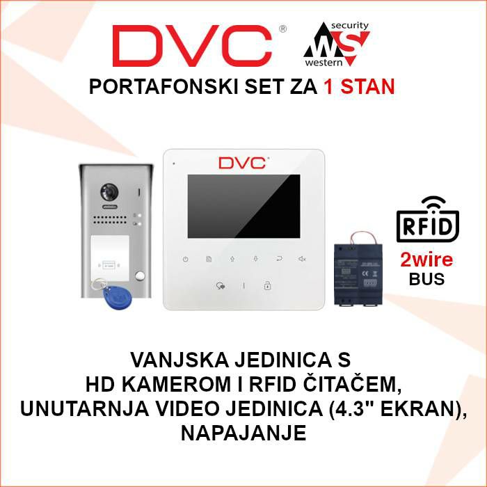 DVC PORTAFONSKI SET ZA 1 STAN S VIDEO JEDINICOM PORTAFON-VIDEO1-SET