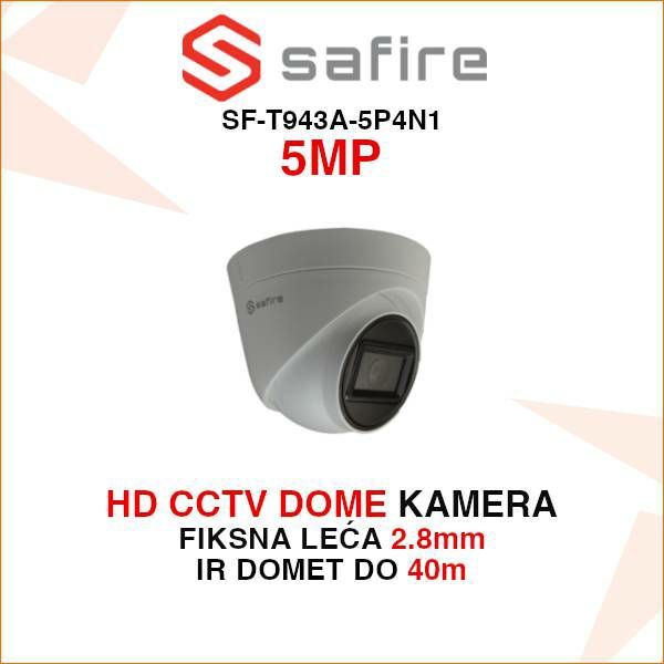 SAFIRE ANALOGNA 5MP DOME KAMERA S MIKROFONOM SF-T943A-5P4N1