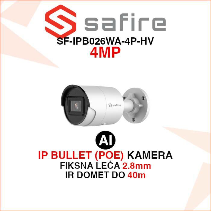 SAFIRE 4MP IP AI BULLET KAMERA S MIKROFONOM SF-IPB026WA-4P-HV