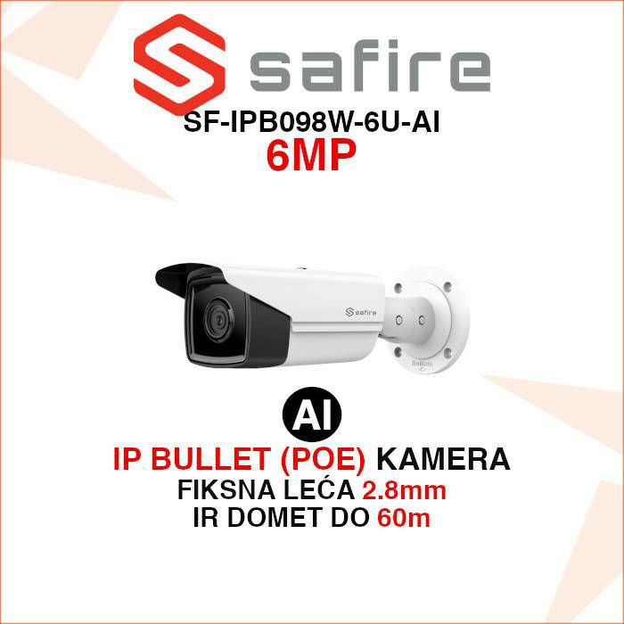 SAFIRE 6MP IP BULLET AI KAMERA SA SMART DETEKCIJOM SF-IPB098W-6U-AI