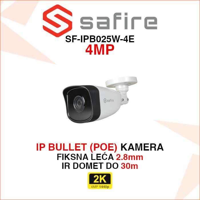 SAFIRE IP POE BULLET 4MP KAMERA S 2.8mm LEĆOM SF-IPB025W-4E